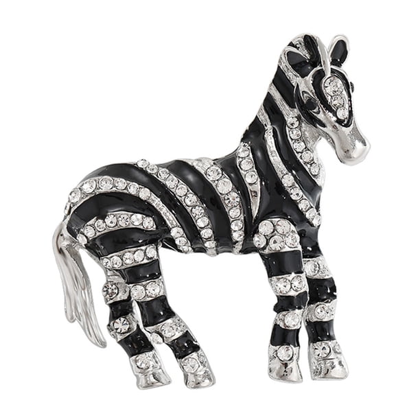 Broche de aleación con temática de caballos, con cristales incrustados, esmalte y perlas de imitación, insignia de cuento de hadas, accesorios artísticos.