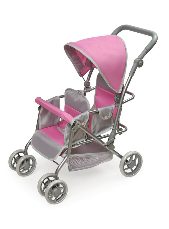 Badger Basket Cruise Folding Inline Double Doll Stroller - Gray/Pink