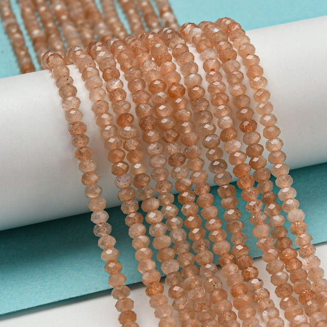 Natural Peach Moonstone Beads Strands Faceted Rondelle 3x2mm Hole: 0.6mm about 138pcs/strand 15.39''(39.1cm)
