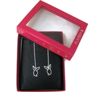 Sterling Silver Threader Earrings Bunny Charms Chain Dangles Gift Box