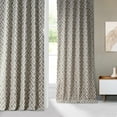 thumbnail image 4 of Stylish Geometric Patterned Curtains 120 Inch Extra Long Premium Cotton Panels (Single Panel) for Bedroom and Living Room, Taupe Crosshatch Design, 50W X 120L, Blackout Ready, 4 of 9