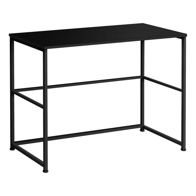 Contemporary black metal and laminate computer desk measuring 40 inches long, suitable for home office or laptop use.