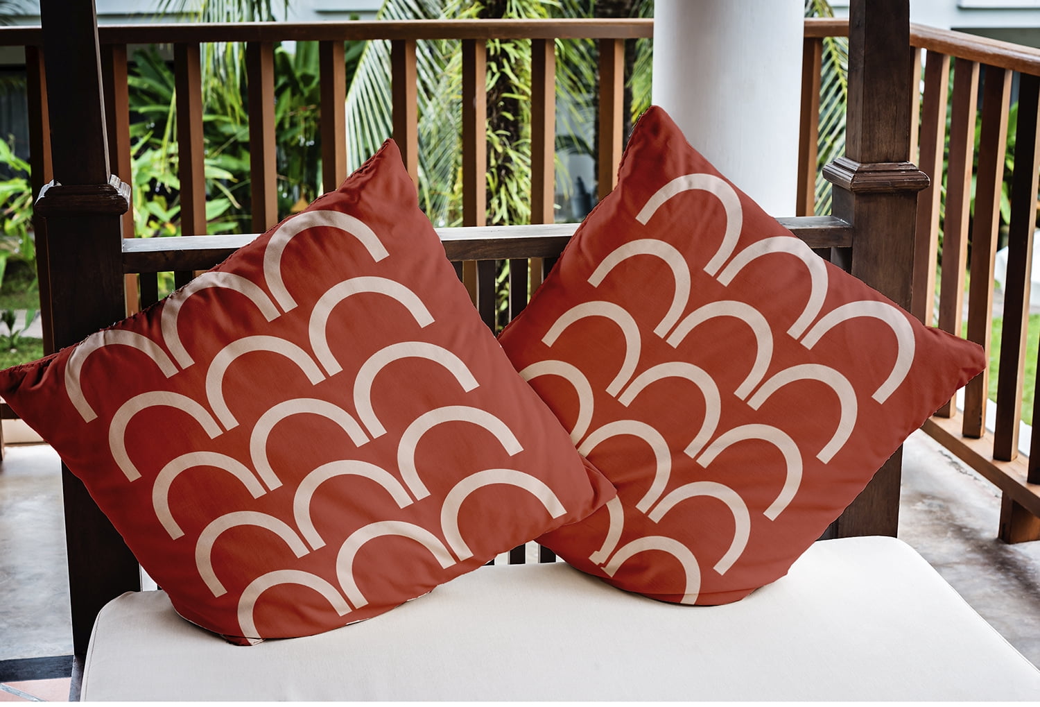 20" x 20" Simply Daisy Rhythm Arches Polyester Indoor/Outdoor Pillow, Chesnut Qty 1