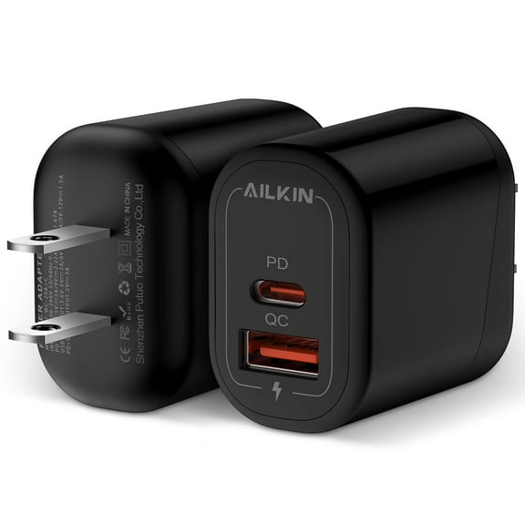 USB C Charger,USB C Wall Charger Block,2PCS AILKIN PD 20W Type C Block Charger QC3.0 Fast Charging Charger Plug Power Adapter USB C Brick Cube For Android Phone Fast Charger Block