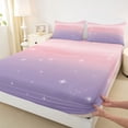 thumbnail image 3 of Homewish Starry Sky Twin Sheet Sets,Ink Painting Aesthetic Twin Fitted Sheet,Pink Purple Ombre Flat Sheet For Girls Teens,Microfiber Bedroom Decor,3-Piece, 3 of 7