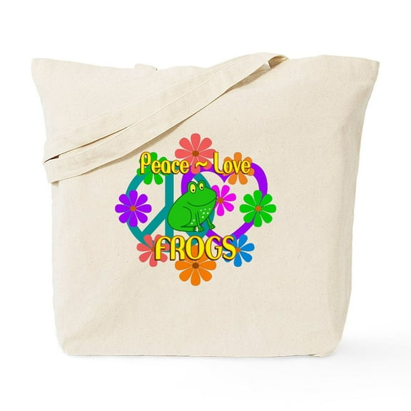 CafePress - Peace Love Frogs Tote Bag - Unisex Canvas Tote Bag, Beige, 1-Piece