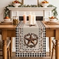 thumbnail image 2 of Table Runner 120 Inches Long for Kitchen Dining, Western Texas Star Vintage Dresser Scarf Farmhouse, Dining Table Decorations for Wedding/Parties, Rustic Wreath Black Beige Plaid 13 x 120 In, 2 of 8