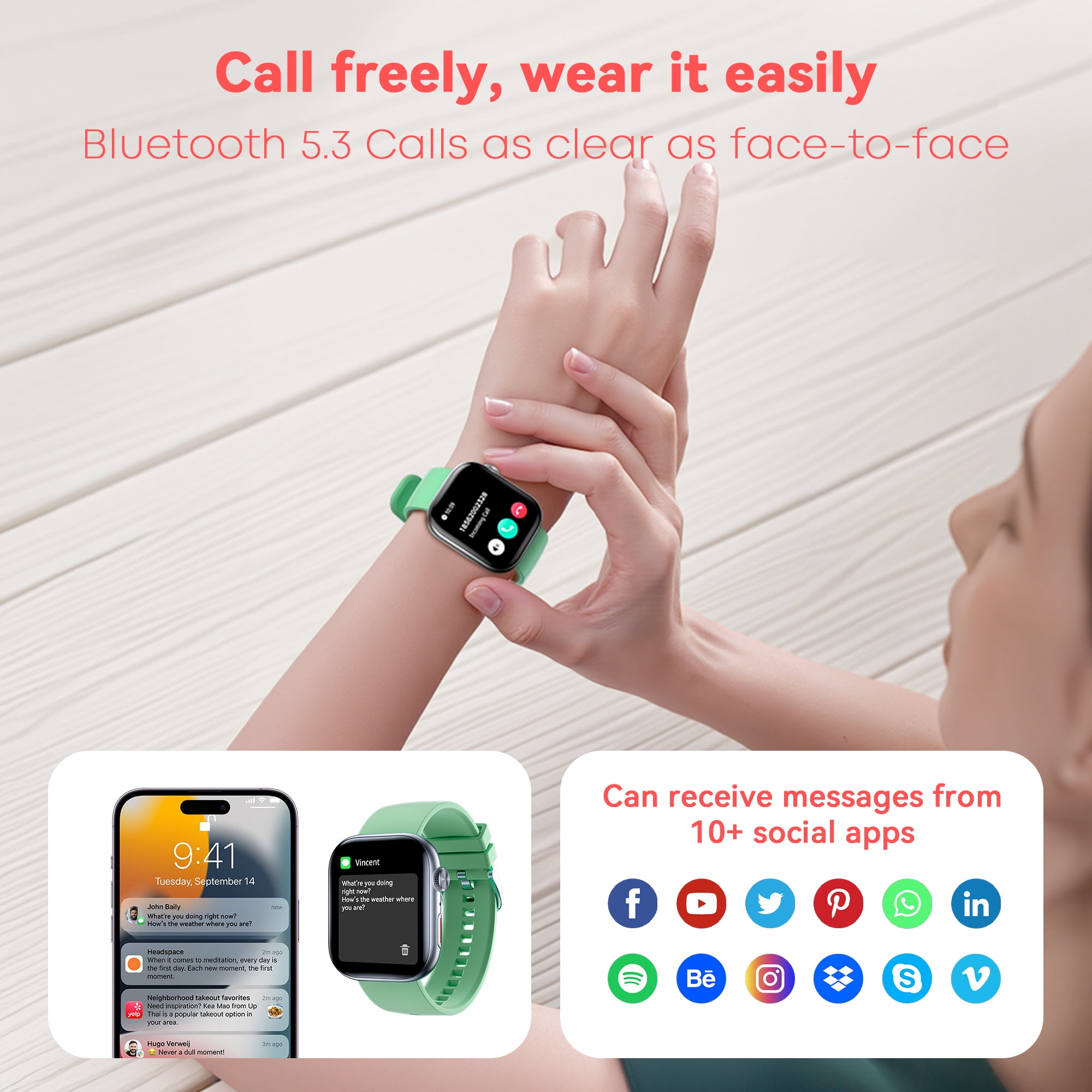 Smart Watch for Men Women, 2.01" HD Touchsreen, Bluetooth Calling, IP68 Water-Resistance, 180+ Sports Modes, Health, Fitness & Sleep Tracker, Timer, Fitness Watch for Android/iOS, Silver