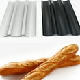 thumbnail image 2 of Molde para hornear con forma de onda para palitos de pan, bandeja para hornear, herramienta de cocina (tamaño M, 3 ranuras, plateado), 2 of 5