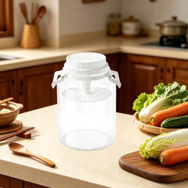 Lipstore Pickle Jar Accessories Handle Fermentation Bottle Food Storage Container Kimchi Container for Countertop Fridge Camping Work White 7 L