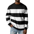 thumbnail image 2 of Men's Stripe Crewneck Waffle Knit Print Pullover Sweatshirt, Long Sleeve Casual Daily Top for Fall Spring,White,XL, 2 of 9