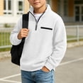 thumbnail image 4 of Sakuulaan Boys Quarter Zip Sweatshirt Mock Neck Textured Knit Casual Long Sleeve Jacket, 4 of 7