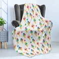 thumbnail image 4 of Ice Cream Soft Flannel Fleece Blanket, Yummy Refreshments of Summertime Triple Scoops on Waffle Cones with Grungy Look, Cozy Plush for Indoor and Outdoor Use, 70" x 90", Multicolor, by Ambesonne, 4 of 5