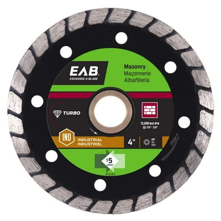 

Exchange-A-Blade 3110202 4 in. Turbo Rim Concrete Black Industrial Diamond Recyclable Exchangeable Blade