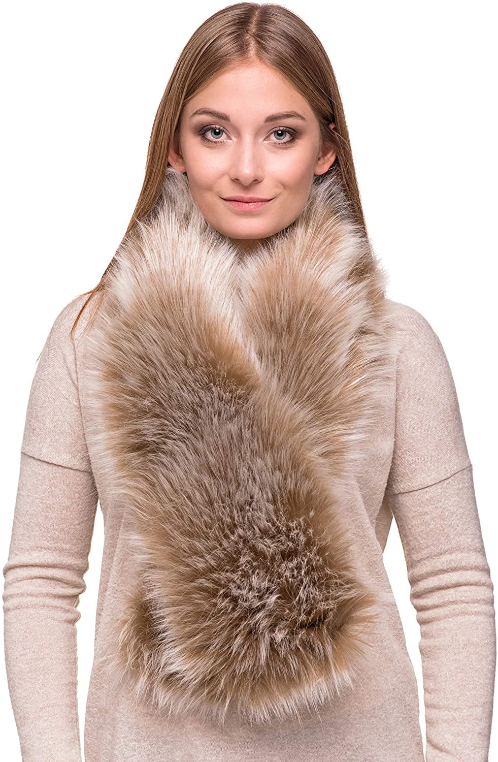 IFSUN Faux Fur Collar Fur Warm Scarf Shawl for Women Winter Coat 
