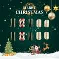 thumbnail image 3 of Yoyauz 24 PCS Christmas Fake Nails Shining Gold Stripe Design Short Fake Nails, Christmas Color Matching Nails for Winter DIY Nail Decoration, 3 of 8