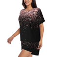 thumbnail image 3 of Womens Pajama Sets With Pocket, Rose Gold Glitter1 Lounge Sets Short Sleeve Sleepwear PJ Sets for Women, 3 of 6