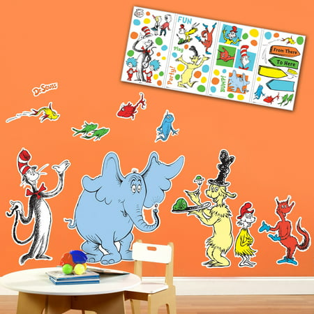 Dr Seuss Cat in the Hat Room Decor - Giant and Small Wall Decal Kit