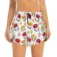 thumbnail image 2 of Xecao's Tulips Flowers for a double-layer running short for women, perfect for gym, tennis, and more, featuring a convenient pocket., 2 of 9
