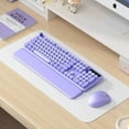 thumbnail image 5 of Wireless Keyboard and Mouse Combo - Retro Round Keycaps, Detachable Wrist Rest, Foldable Legs, 2.4GHz Full-Size Keyboard Purple, 5 of 7