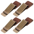 thumbnail image 1 of 50mm Inoxidable Acero Clip con PU Cuero Bolígrafo Lazo Portalápices Soporte para Cuaderno Diario Libreta, Dorado Marrón Paquetes de 4, 1 of 5