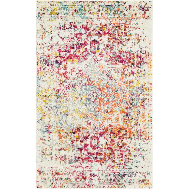 Unique Loom Richmond Medallion Border Rug 3' 3 x 5' 3 Rectangle Ivory/Fuschia