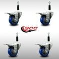 thumbnail image 2 of 3 Inch SS Blue Poly Swivel 7/8 Inch Expanding Stem Caster Set Total Lock Brake, 2 of 2