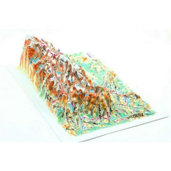 TestPlay 3398 Austria Raised Relief Map, Rubberized Foam Backing Plus Magnet - Souvenir Size