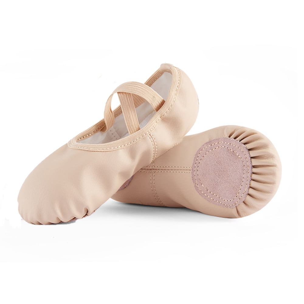 Missfiona Girl Ballet Dance Shoes Soft Leather Ballet Slippers for Toddler/Little Kid/Big Kid(2,Little Girl)