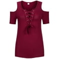thumbnail image 3 of Borke Women Plus Size Long Sleeve Solid Button Down V Neck Tee Shirts Tops, 3 of 4