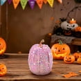 thumbnail image 4 of Pink Velvet Pumpkin Decor, Sequined Artificial Foam Pumpkin, 1 PC Fall, Thanksgiving & Halloween Table Centerpiece for Farmhouse Home Decor (Size Optional), 4 of 8