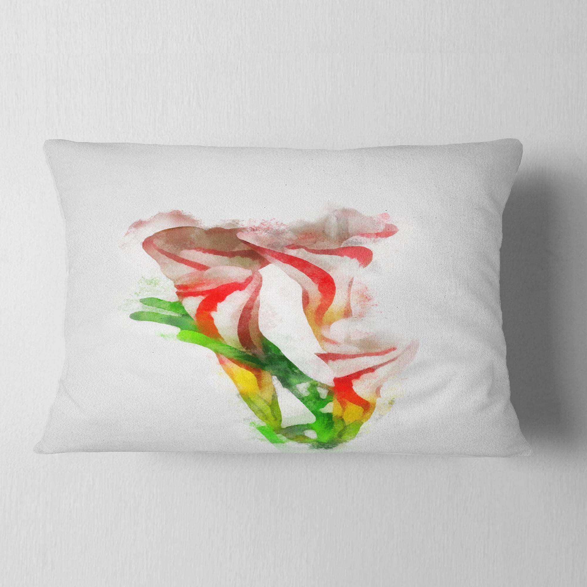 Designart Beautiful Bell Flower Watercolor - Floral Throw Pillow - 12x20