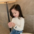 thumbnail image 4 of Toddler Girls Long Sleeve Cotton Tee Shirts Ruffle Lace Mock Turtleneck Basic Blouse Outfit Tops, 4 of 5