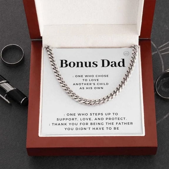 Bonus Dad Gift Link Chain Necklace, Gift for Stepdad, Stepfather, Stepped Up Dad, Father's Day, From Step Daughter Son, Birthday