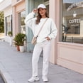 thumbnail image 2 of Sorvello Sweatshirt For Women Crewneck Fleece Pullover Sweatshirts No Hood Oversized Long Sleeve Tops Casual Comfy Fall Clothes White XL, 2 of 6