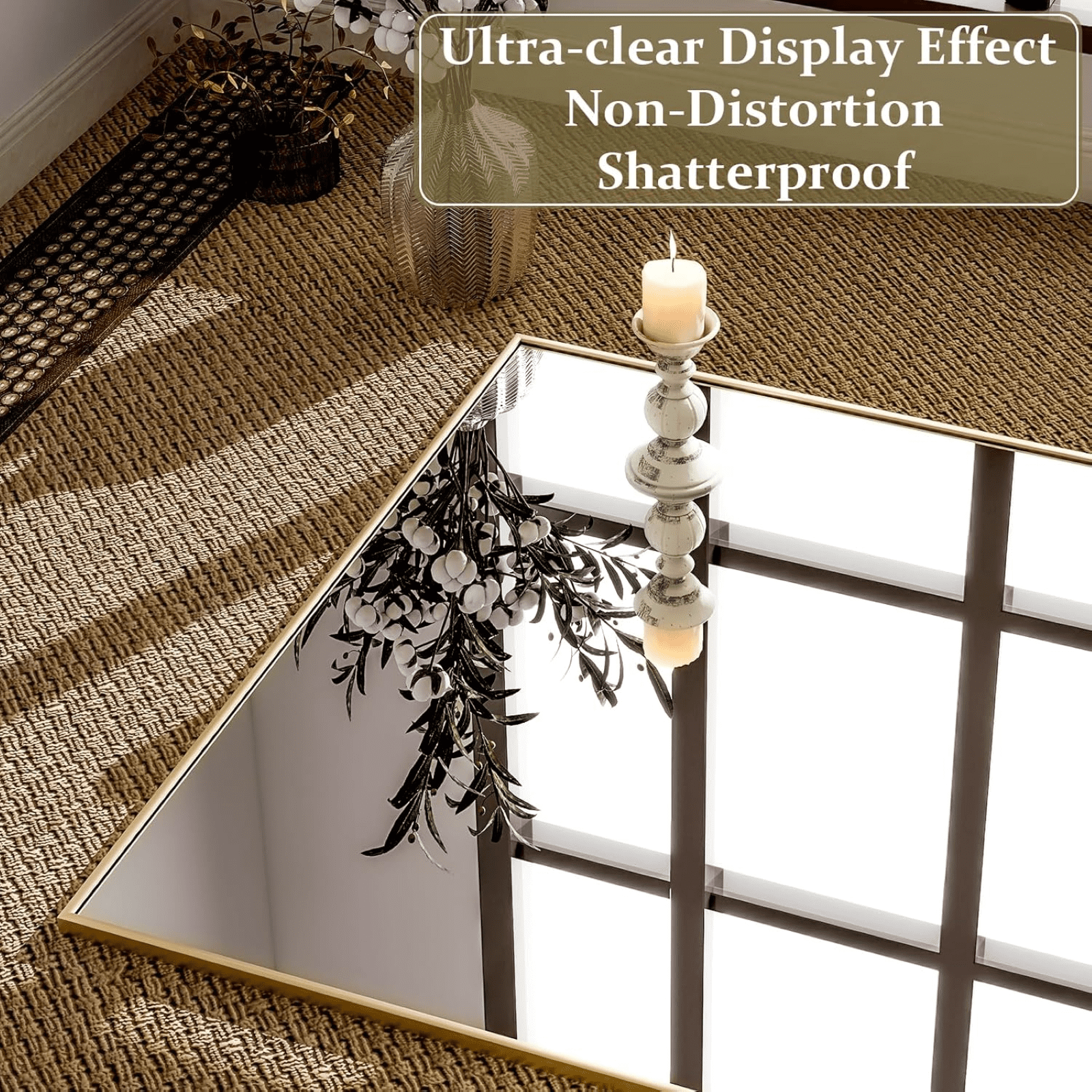 Lumora 76"x34.1" Full Length Floor Mirror Rectangular Freestanding Leaning Wall-Mounted Mirror, Gold