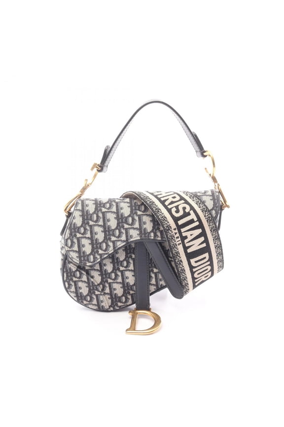 Pre-Owned Christian Dior Dior Saddle Bag Mini Oblique Jacquard Handbag Canvas Leather Women's...