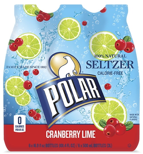 Polar Seltzer Water, Cranberry Lime, 16.9 Fl Oz, 6 Count