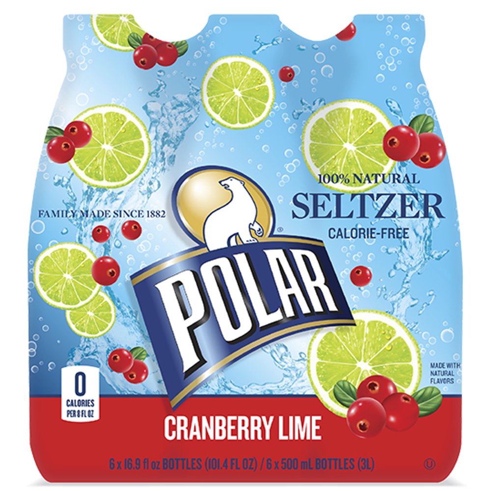 Polar Seltzer Water, Cranberry Lime, 16.9 Fl Oz, 6 Count