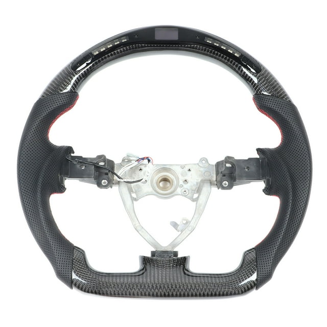 Remplacement de Volant, Lumières de Changement de Vitesse Tolérantes en Temps Réel Fibre de Carbone LED Volant Couture Rouge pour Pièces Automobiles
