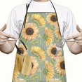 thumbnail image 2 of Green Sunflower Pattern Apron-Garden Aprons for Women with Pockets-Cotton Linen Waterproof Kitchen Cooking Gardening Aprons Adjustable for Kitchen,Cooking,BBQ and Salon 33x27 Inch, 2 of 7