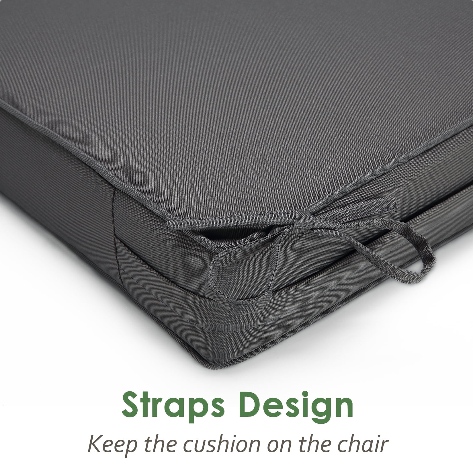 Garvee Patio Chair Cushions Set of 2 for Outdoor Furniture 19x19x4 Inch, Waterproof & Fade Resistant Square Corner Outdoor Seat Cushions with Tie, Perfect for Chair Sofa Couch, Dark Grey