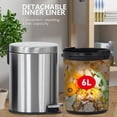 thumbnail image 2 of 6 Liter /1.6 Gallon Round Trash Can，Stainless Steel Round Step-on Trash Can，Mini Metal Pedal Bin，Bathroom and Office Kitchen Trash Can, 2 of 6