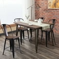 Costway Copper Set of 4 Metal Wood Tall Counter Stool Kitchen Dining