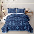 thumbnail image 2 of Homewish Hippie Sun and Moon Quilt King, Blue Black Aztec King Coverlet Set, 3-Piece 1 Bedspread and 2 Pillowcases, 2 of 7