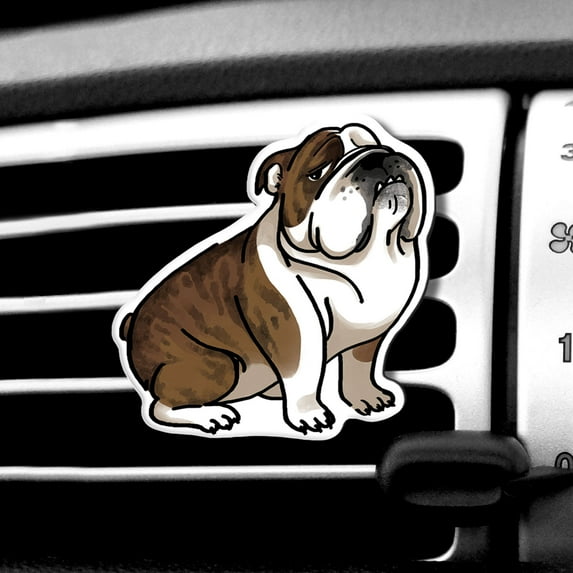 WIRESTER Car Air Freshener Fragrance Vent Clip Interior Decoration for Cars with Lemon Scented Pad - Playful Posture English Bulldogs (S3)