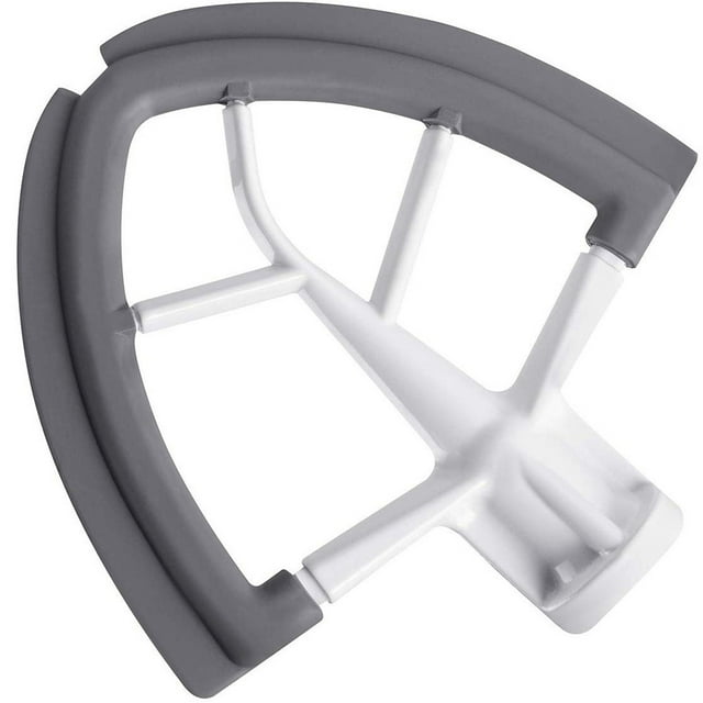 Batidor de borde flexible para batidora de pie con cabezal inclinable, paleta batidora plana de un cuarto de galón con raspador de tazón con bordes de silicona flexible, blanco