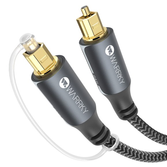 Warrky Cable De Audio Óptico Cable Óptico De 3.3 Pies [Caja De Metal Delgada Trenzada Enchufe Chapado En Oro] Cable De Fibra Óptica De Audio Digital Toslink Compatible Con Barra De Sonido Tv Samsung V