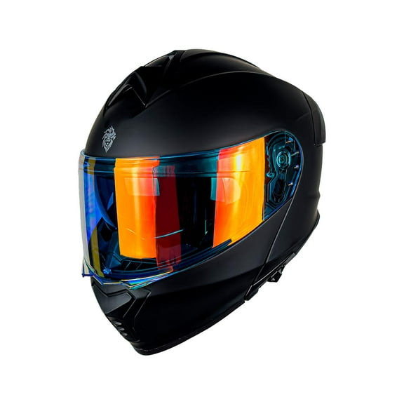 Casco Kov Abatible Thunder Luz Rojo Y Azul Mica Night Vision