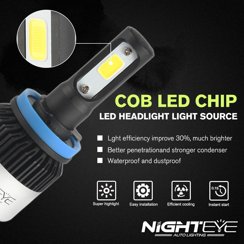 COB LED Headlight H7 72W 9000LM Car Driving Beam Light Lamp KIT 6500K White 360°